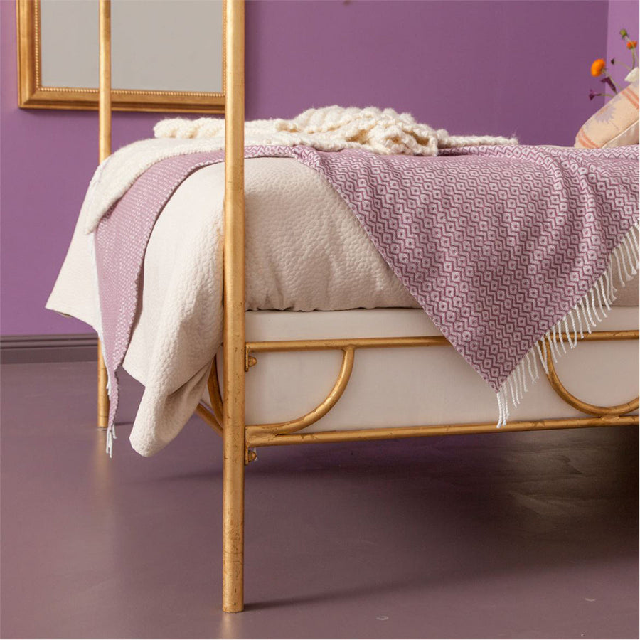 Made Goods Janelle Scalloped Iron Canopy Bed in Weser Fabric