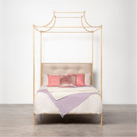 Made Goods Janelle Scalloped Iron Canopy Bed in Liard Cotton Velvet