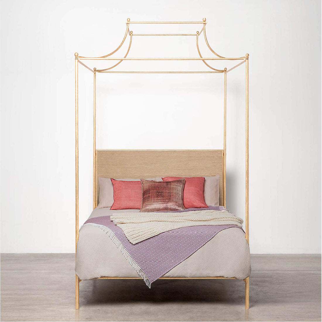 Made Goods Janelle Scalloped Iron Canopy Bed in Ettrick Cotton Jute