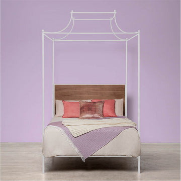 Made Goods Janelle Scalloped Iron Canopy Bed in Oak