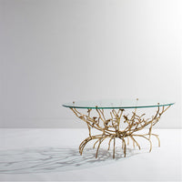Made Goods Jerrah Brass Coffee Table with Glass Top
