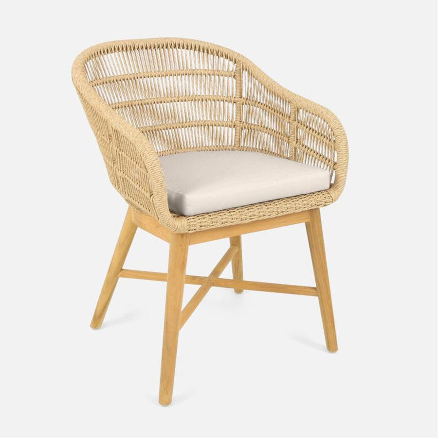 Made Goods Jolie Teak Outdoor Dining Chair in Weser Fabric