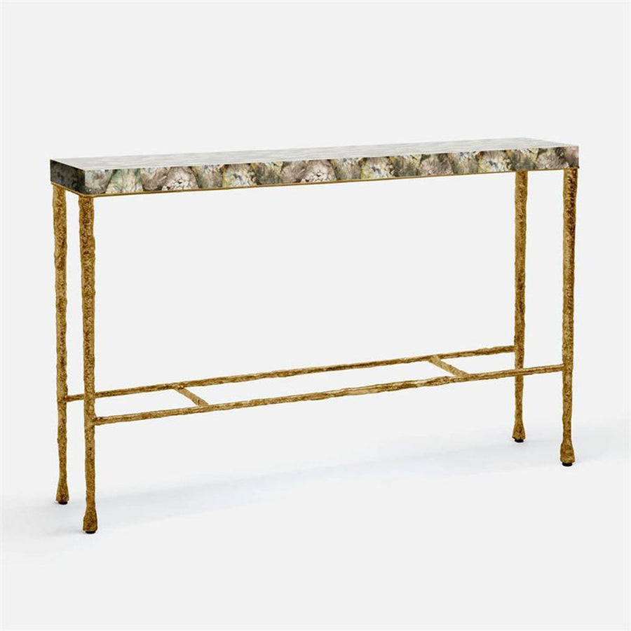 Made Goods Jovan Narrow Console Table in Silver Mop Shell