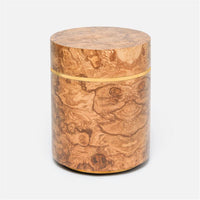 Made Goods Kinsley Round Wood Stool with Brass Detail
