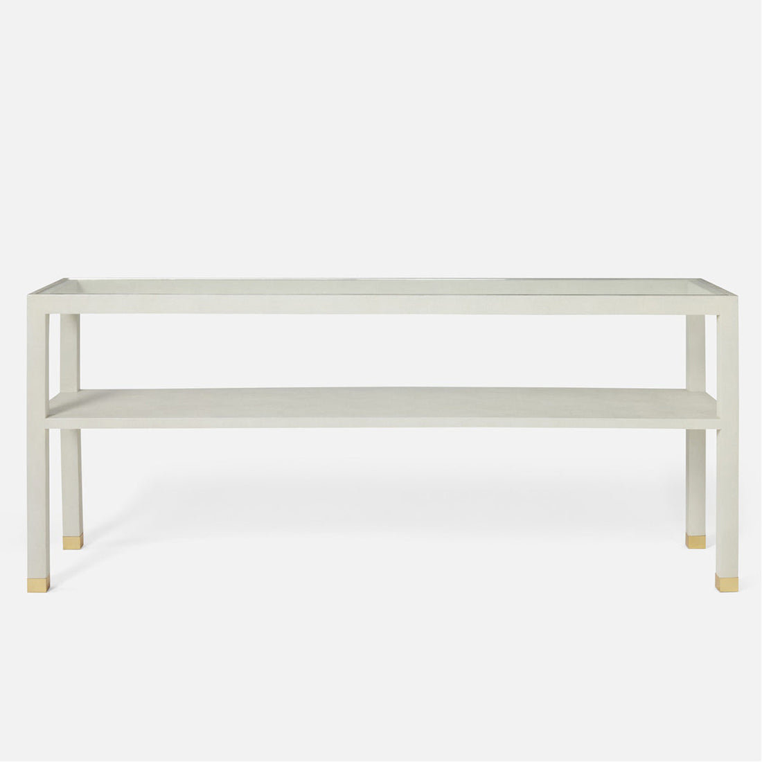 Made Goods Lafeu Console Table in Blanc Realistic Faux Shagreen