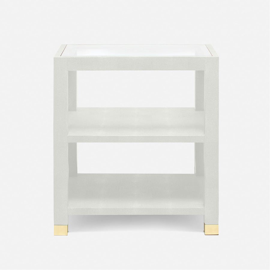 Made Goods Lafeu Side Table in Blanc Realistic Faux Shagreen