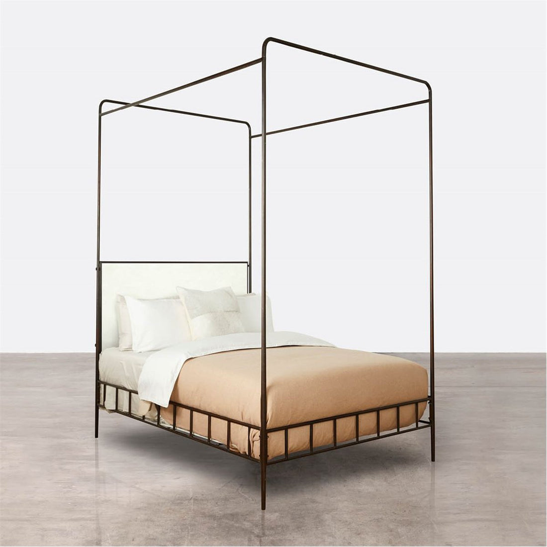 Made Goods Laken Iron Canopy Bed in Colorado Leather