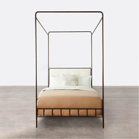 Made Goods Laken Iron Canopy Bed in Kern Fabric