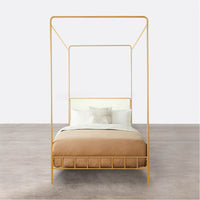 Made Goods Laken Iron Canopy Bed in Lambro Boucle