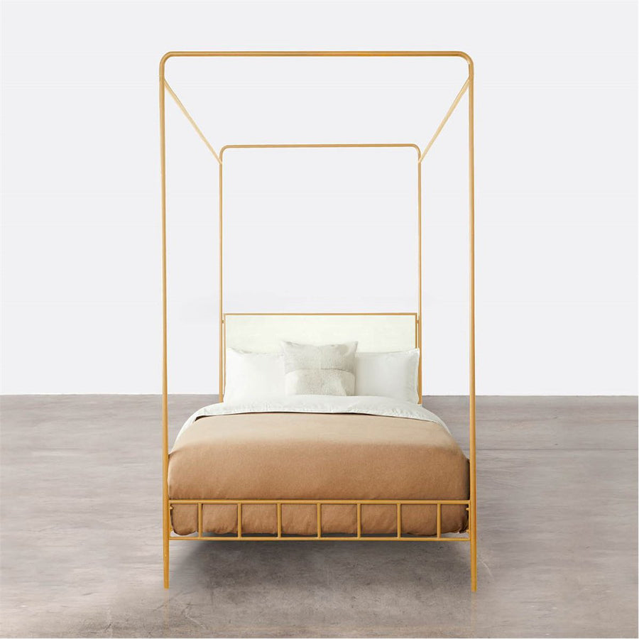 Made Goods Laken Iron Canopy Bed in Bassac Leather