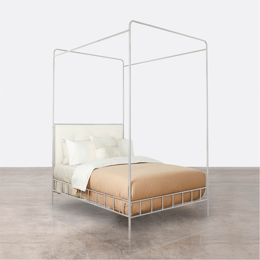Made Goods Laken Iron Canopy Bed in Lambro Boucle