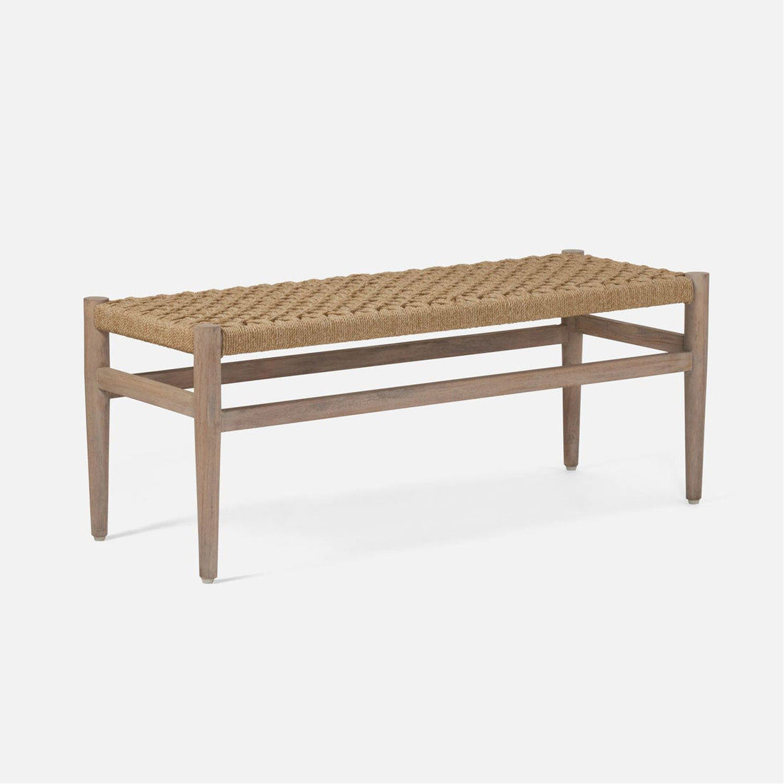 Made Goods Larsson Woven Rope Outdoor Bench with Teak Legs