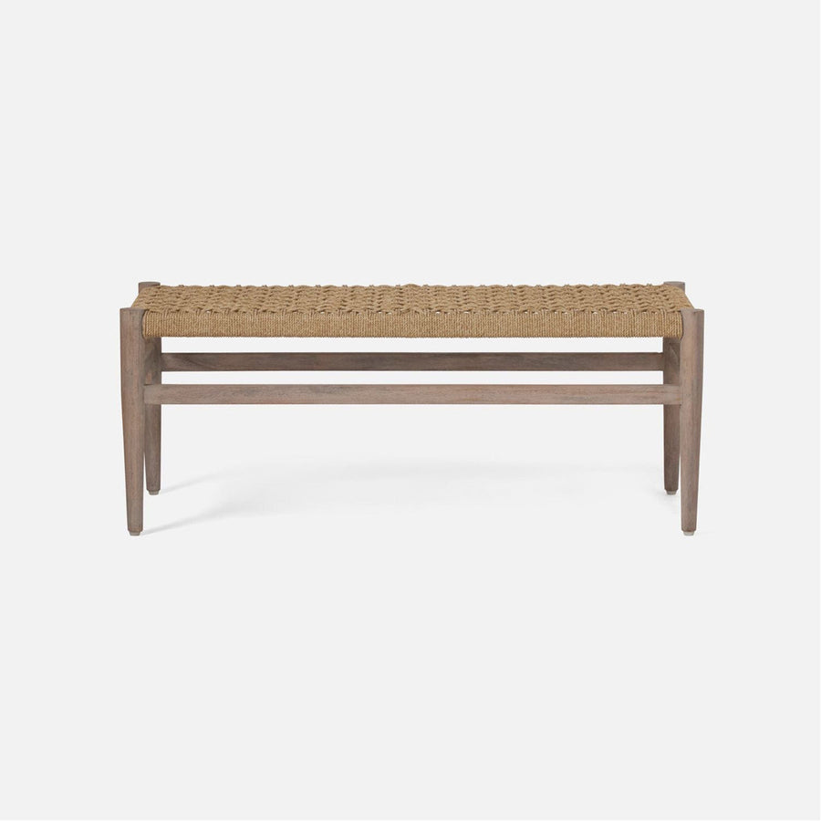 Made Goods Larsson Woven Rope Outdoor Bench with Teak Legs