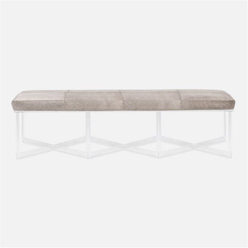 Made Goods Lex Clear Acrylic Triple Bench in Danube Mix Fabric