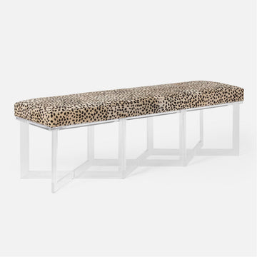 Made Goods Lex Clear Acrylic Triple Bench, Danube Fabric