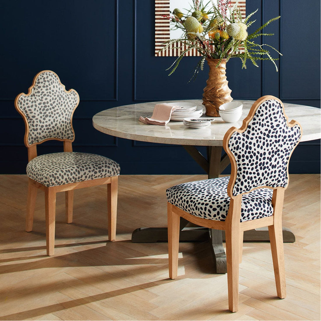 Made Goods Madisen Ornate Back Dining Chair in Mondego Cotton Jute