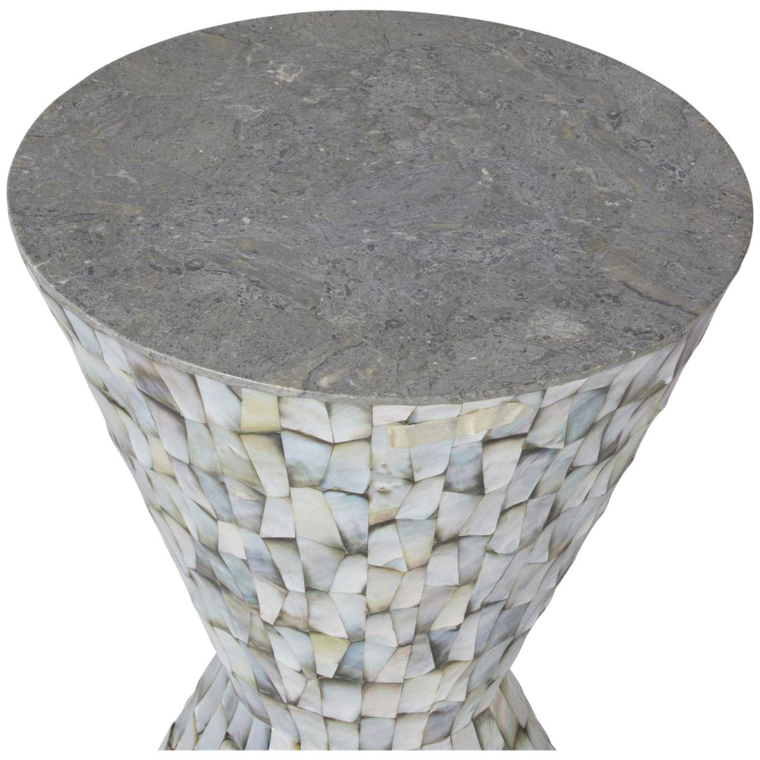 Made Goods Melanie Mop Shell Side Table with Gray Stone Top