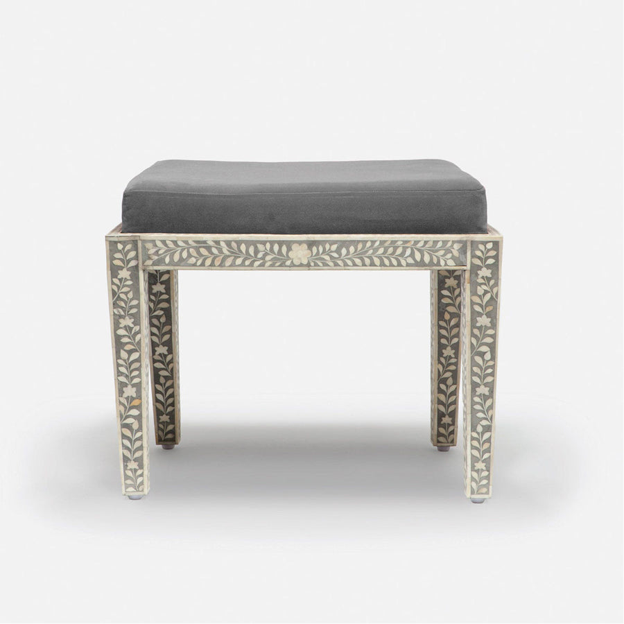 Made Goods Miranda Inlaid Bone Single Bench in Havel Velvet