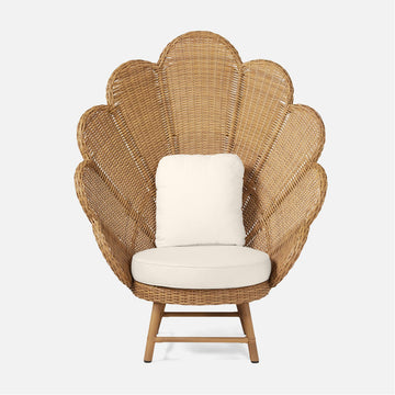 Made Goods Nima Scalloped Peacock Outdoor Lounge Chair in Alsek Fabric