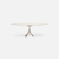 Made Goods Noor Oval Single Base Dining Table in Vintage Faux Shagreen