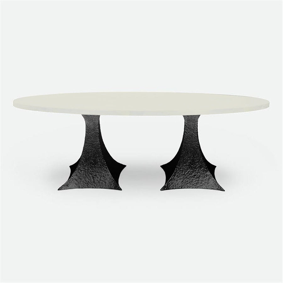 Made Goods Noor Oval Double Base Dining Table in Faux Horn