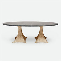 Made Goods Noor Oval Double Base Dining Table in Faux Horn