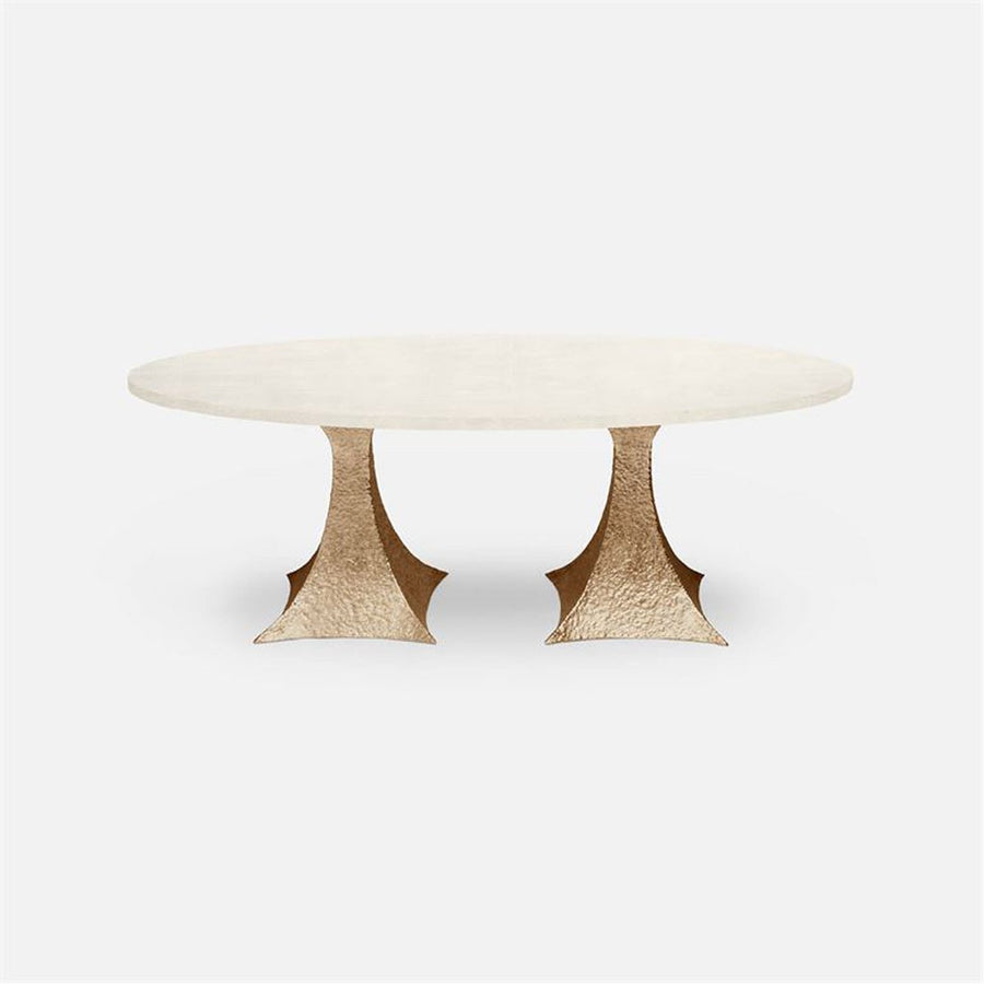 Made Goods Noor Oval Double Base Dining Table in Vintage Faux Shagreen