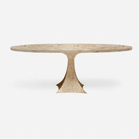 Made Goods Noor Oval Single Base Dining Table in Stone