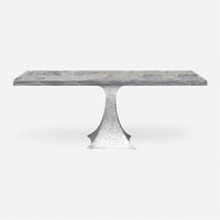 Made Goods Noor Rectangular Single Base Dining Table in Stone