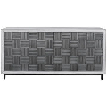 Uttermost Checkerboard 4-Door Gray Cabinet