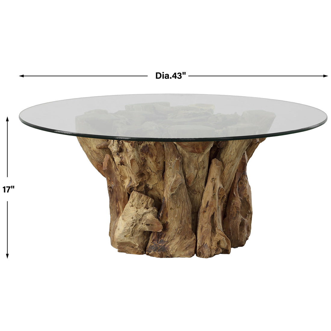 Uttermost Driftwood Glass Top Large Coffee Table