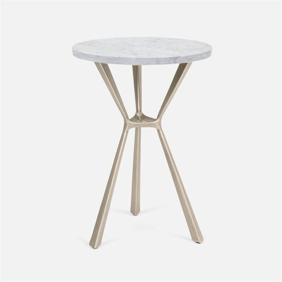 Made Goods Paislee Iron Tripod Table in Marble