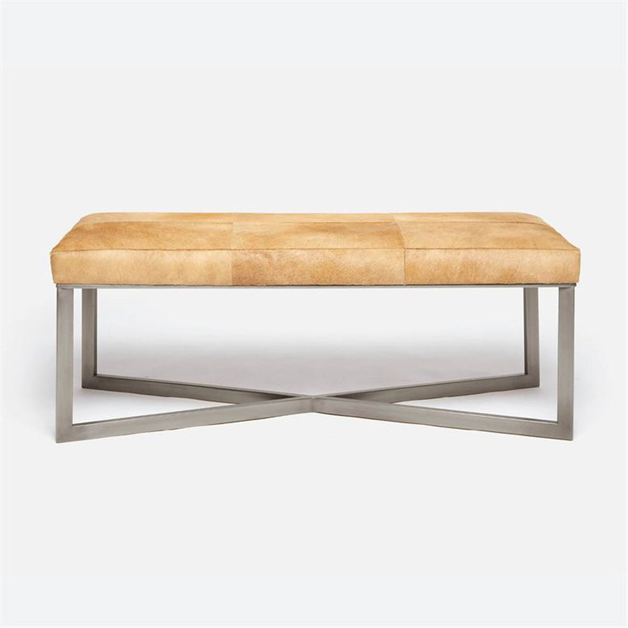 Made Goods Roger Cowhide Double Bench in Danube Mix Fabric