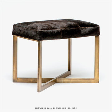 Made Goods Roger Cowhide Single Bench in Brenta Light Gray Cotton