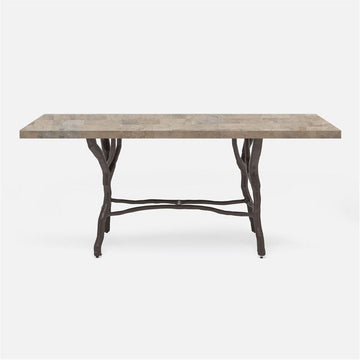 Made Goods Royce Abstract Branch Rectangular Dining Table in Warm Gray Marble