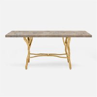 Made Goods Royce Abstract Branch Rectangular Dining Table in Warm Gray Marble