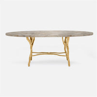 Made Goods Royce Abstract Branch Oval Dining Table in Warm Gray Marble Top