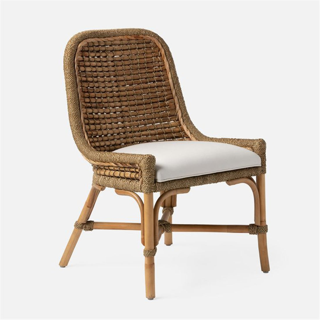 Made Goods Summer Water Hyacinth Dining Chair in Nile Fabric