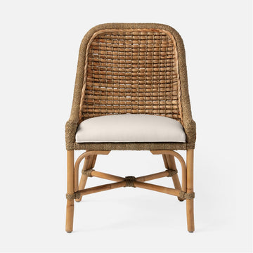 Made Goods Summer Water Hyacinth Dining Chair in Weser Fabric