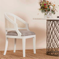 Made Goods Sylvie Curved Cane Back Dining Chair in Mondego Cotton Jute