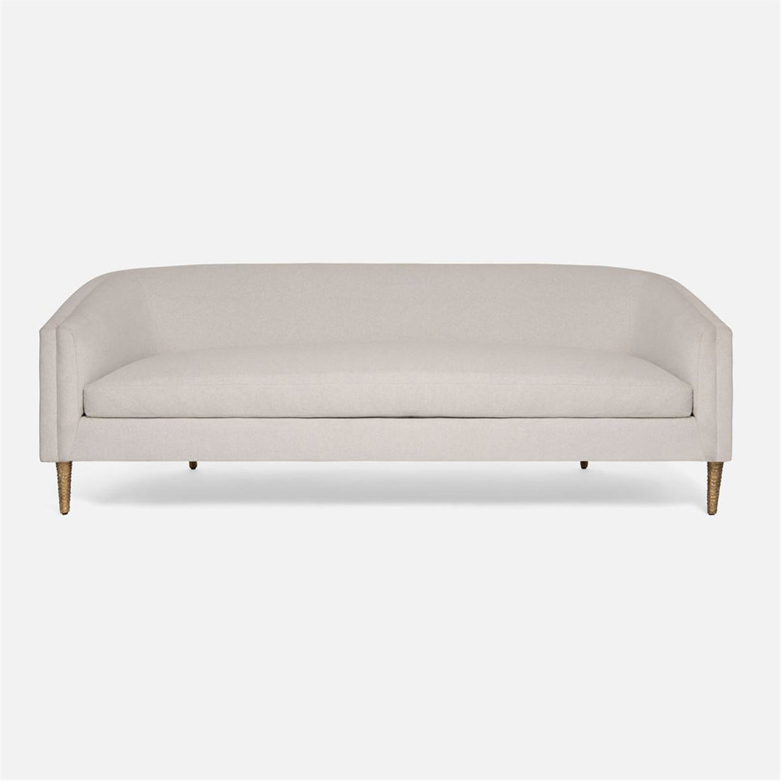 Made Goods Theron Upholstered Curved Back Sofa in Garonne Marine Leather