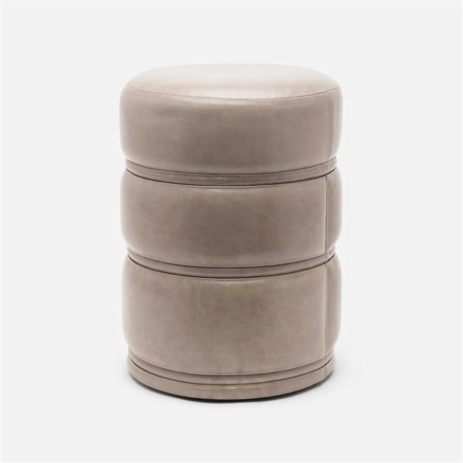 Made Goods Vaughn Round Ribbed Leather Stool