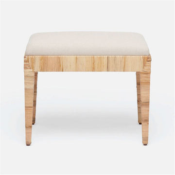 Made Goods Wren Upholstered Rattan Single Bench in Bassac Leather