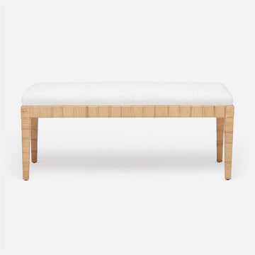 Made Goods Wren Upholstered Rattan Double Bench in Bassac Leather