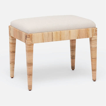 Made Goods Wren Upholstered Rattan Single Bench in Mondego Cotton Jute