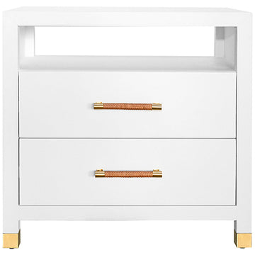 Worlds Away 2-Drawer Side Table with Rattan Wrapped Handles