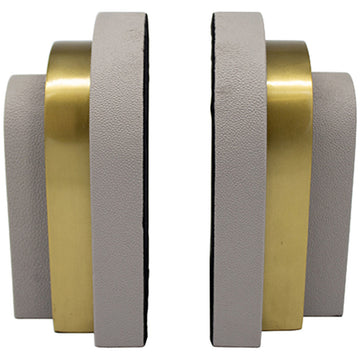 Worlds Away Pair of Antique Brass and Grey Shagreen Bookends