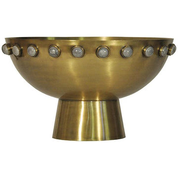 Worlds Away Antique Brass Bowl with Stone Detail