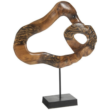 Phillips Collection Carved Wood Swirl Sculpture on Stand