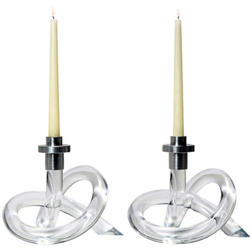 Interlude Home Ava Single Clear Candlestand, Pair